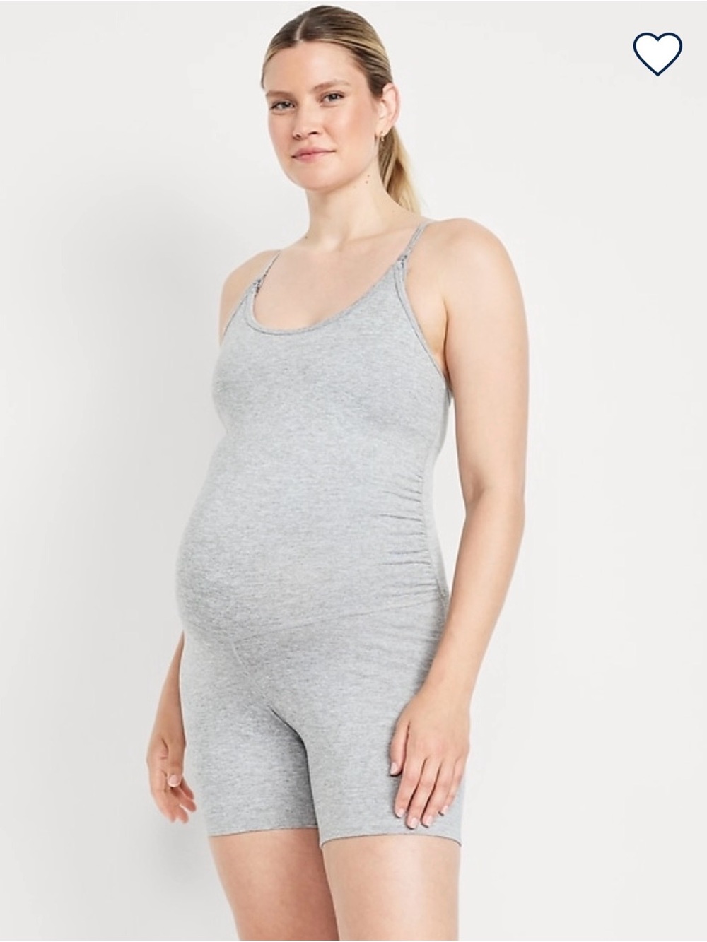 Heather Gray Maternity Romper - Stretchy Tank Short Bodysuit